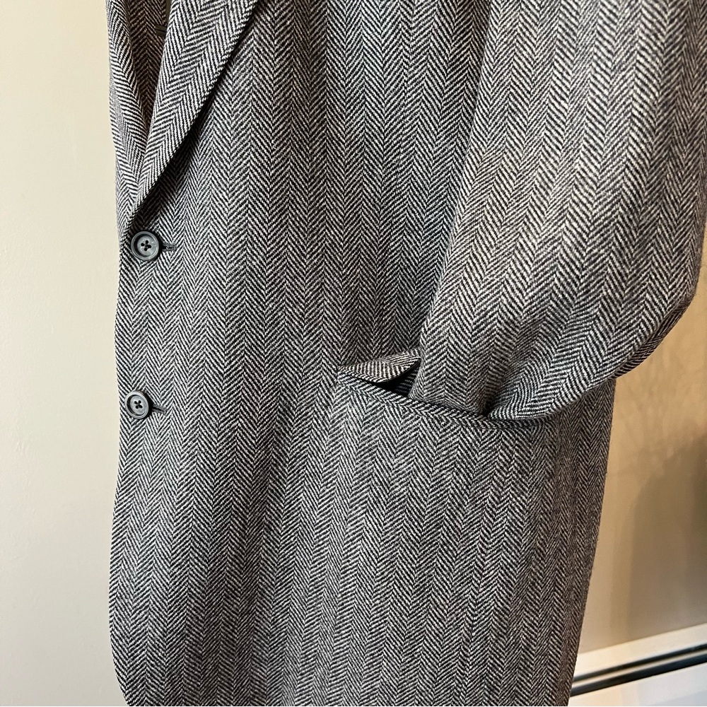 Vintage Herringbone Blazer 100% Wool Black Hart Schaffner Marx - Picture 4 of 12